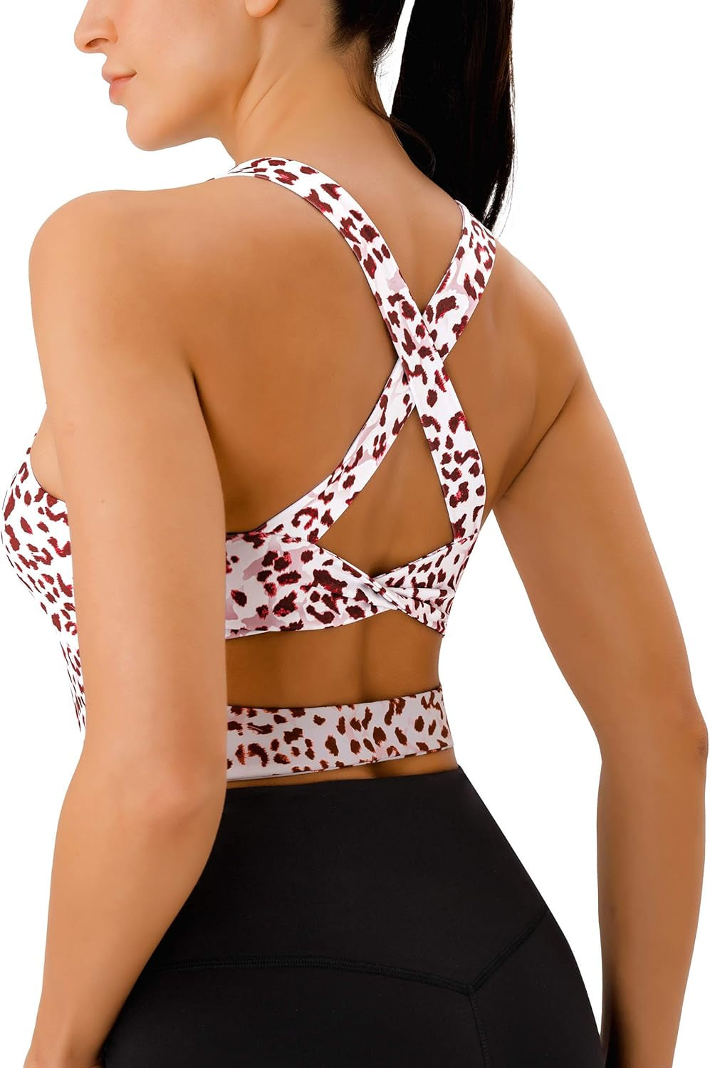 Sports Bras for Women Criss-Cross Back Padded Workout Tank Tops Medium Support Crop Tops