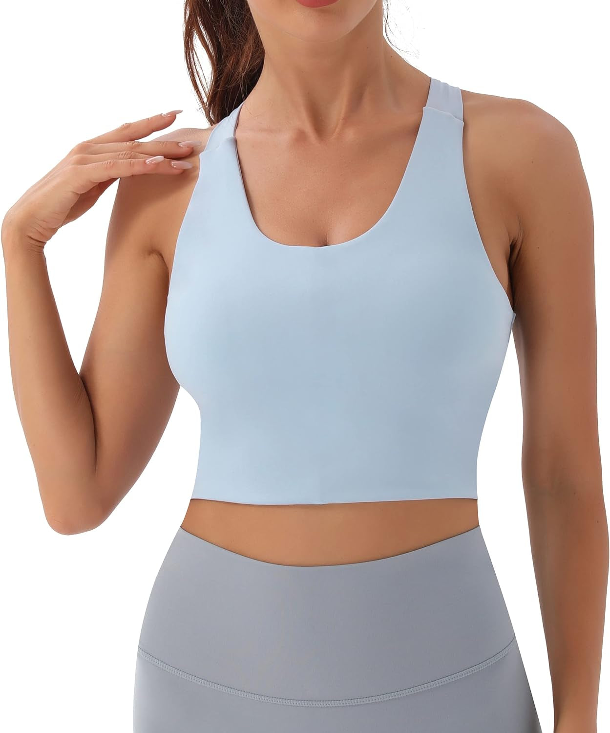 Sports Bras for Women Criss-Cross Back Padded Workout Tank Tops Medium Support Crop Tops