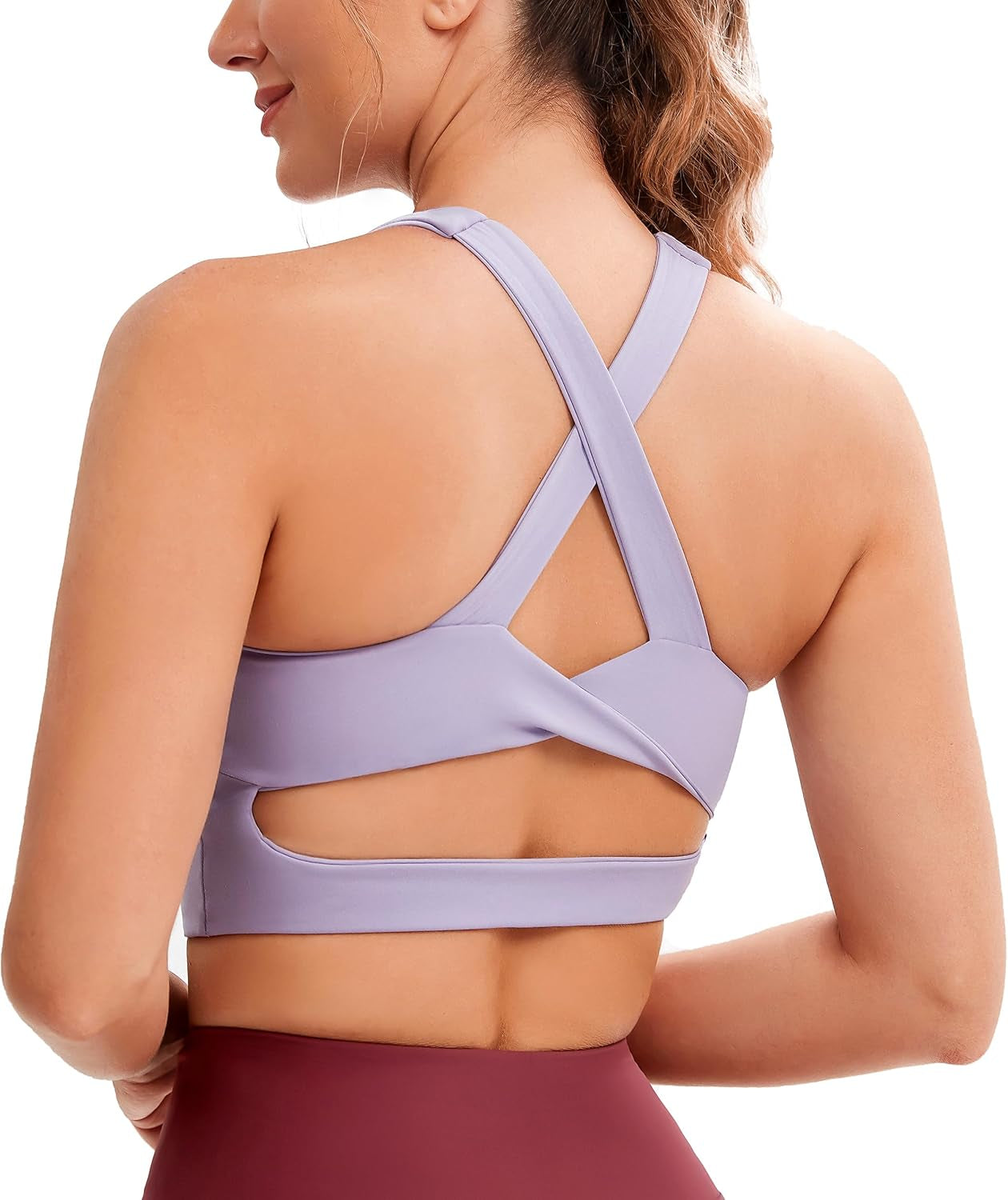 Sports Bras for Women Criss-Cross Back Padded Workout Tank Tops Medium Support Crop Tops