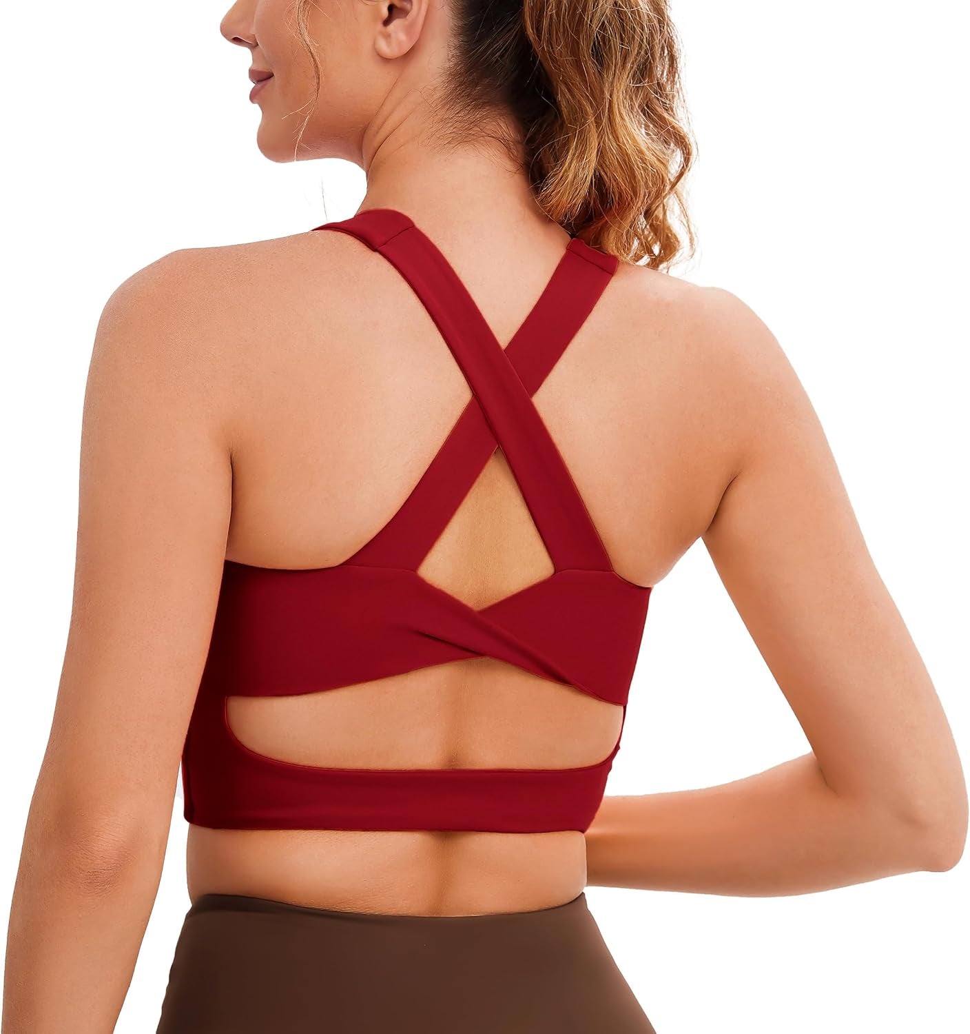 Sports Bras for Women Criss-Cross Back Padded Workout Tank Tops Medium Support Crop Tops