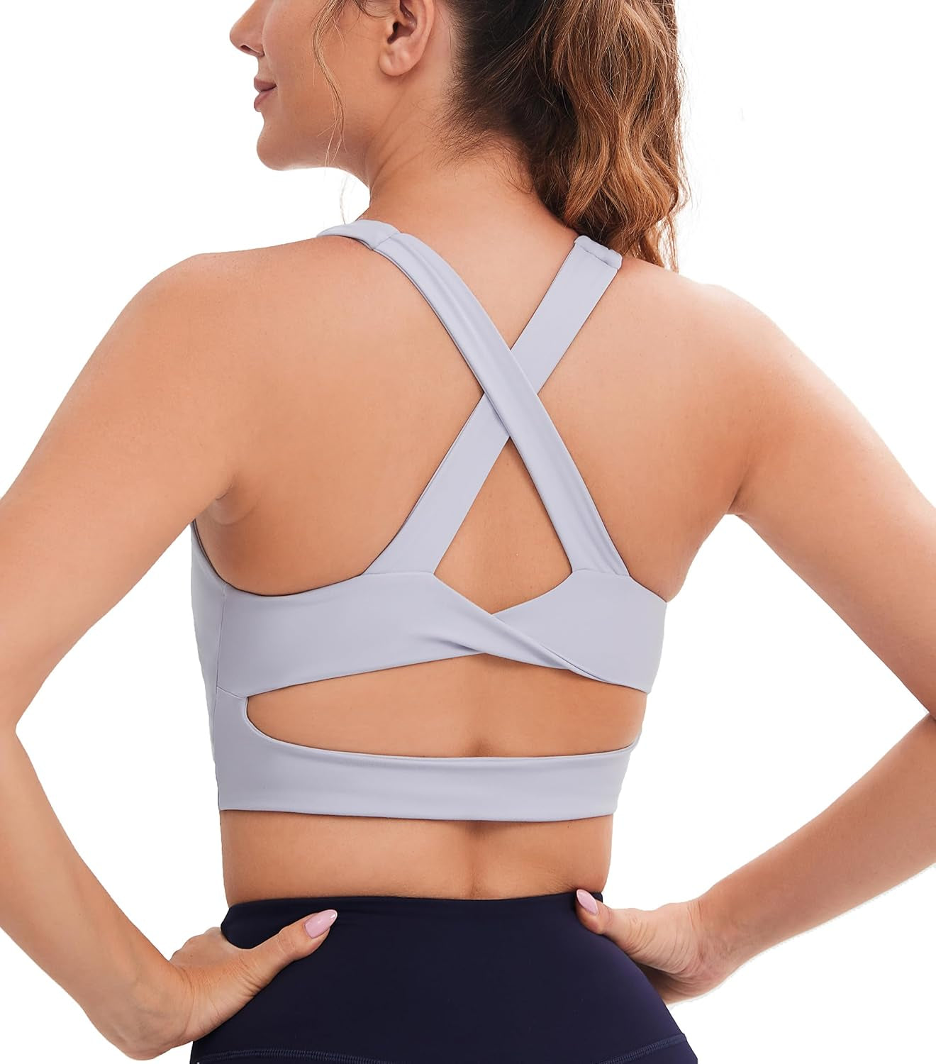 Sports Bras for Women Criss-Cross Back Padded Workout Tank Tops Medium Support Crop Tops