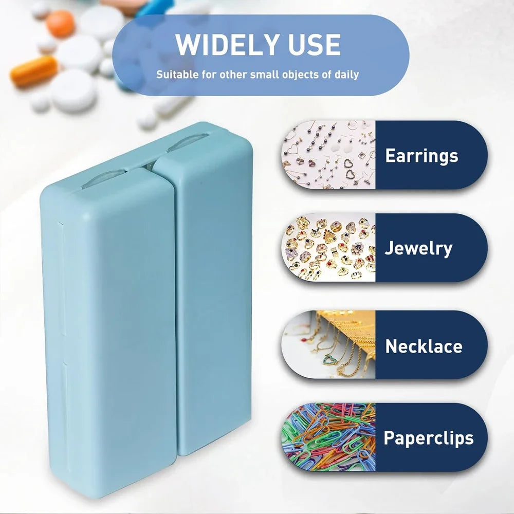 Magnetic Foldable Weekly Pill Organizer - 7-Compartment Portable Pill Case for Vitamins & Medication - Pocket & Purse-Friendly Travel Pill Box