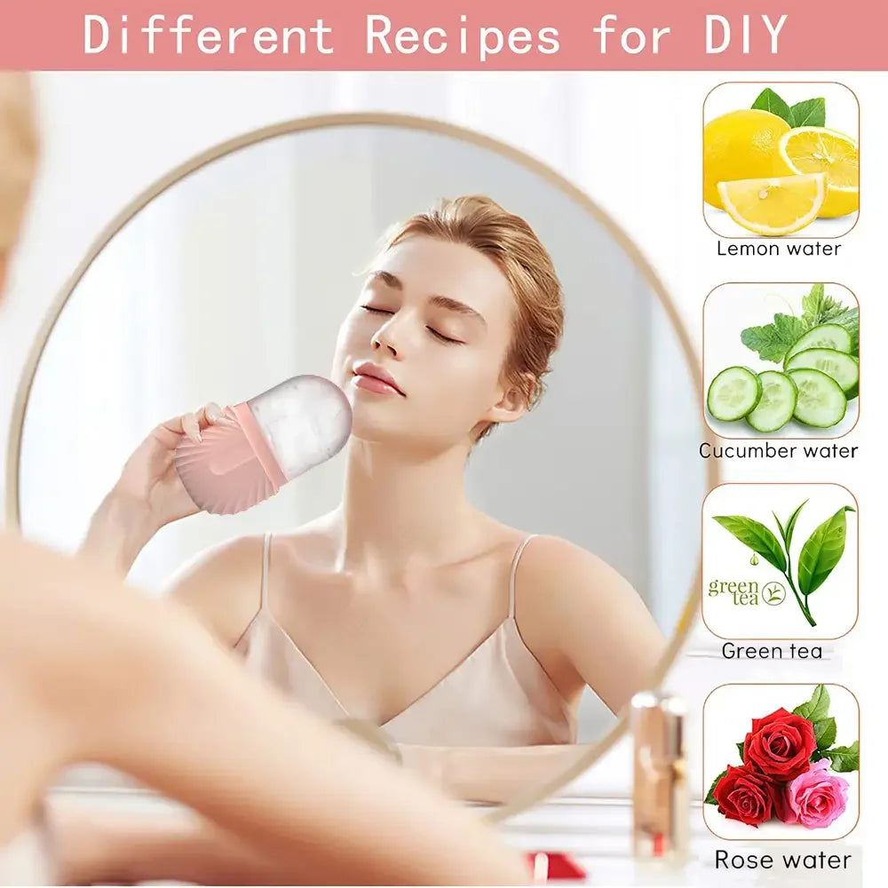 Ice Face Roller Skincare Set - Stainless Steel Facial Roller, Gua Sha Tool & Ice Mold Cube for Puffiness, Lifting, and Glow