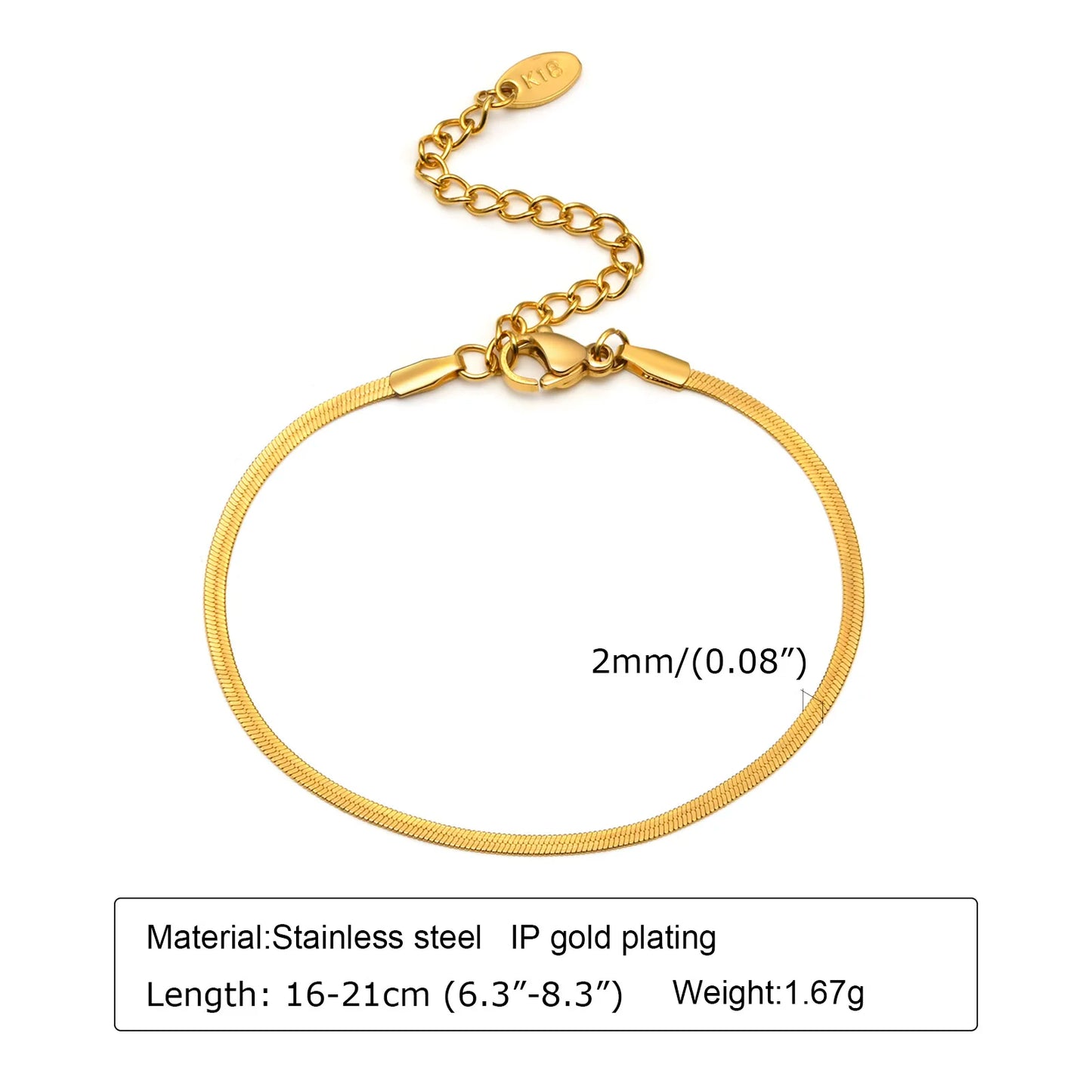 18K Gold Plated Stainless Steel Thin Link Bracelet - Waterproof & Tarnish-Resistant Women's Wrist Chain Jewelry