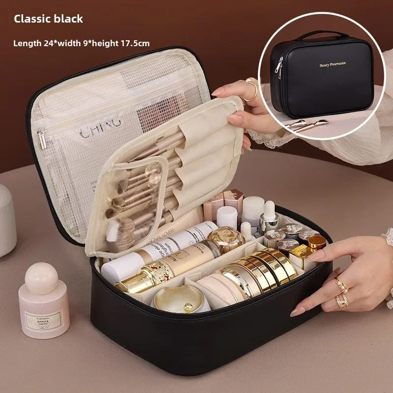 Women's Luxury Makeup Bag - Large Capacity Travel Cosmetic Organizer, Portable Toiletry Storage for Beauty Essentials
