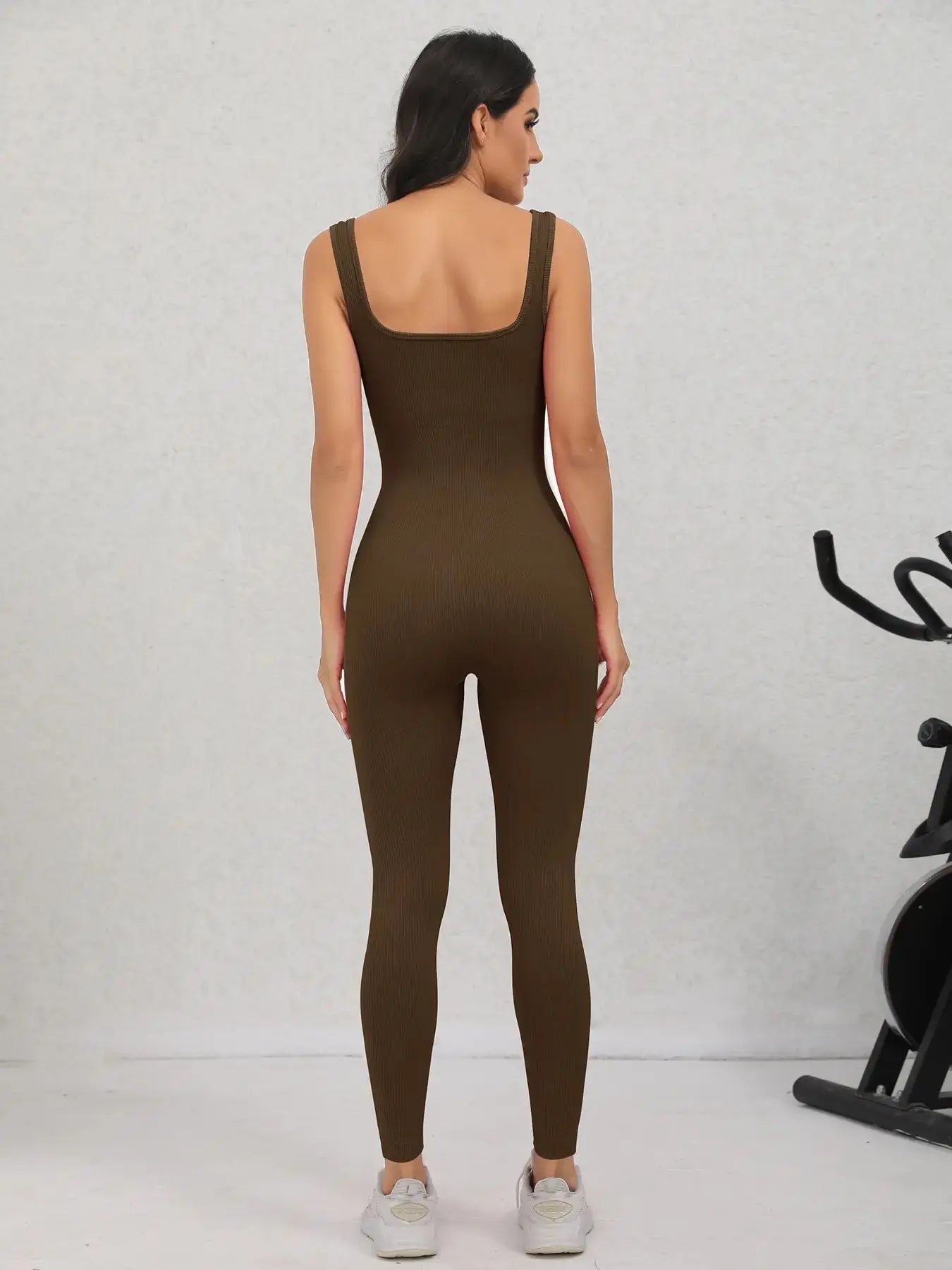 Women's Ribbed One-Piece Yoga Jumpsuit - Sleeveless Tank Romper for Exercise & Lounge