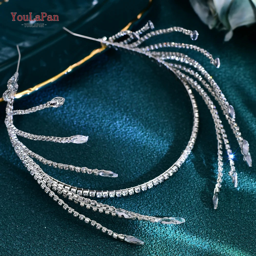 Rhinestone Bohemian Bridal Headband – Crystal Wedding Hair Accessories & Tiara Headpiece for Brides & Women