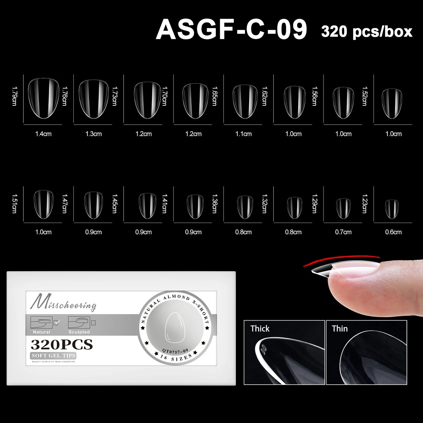 16 Sizes Soft Gel Nail Tips - Curved Full Cover French Almond & Coffin Shapes ? Press-On Fake Nail Extensions for DIY Manicure