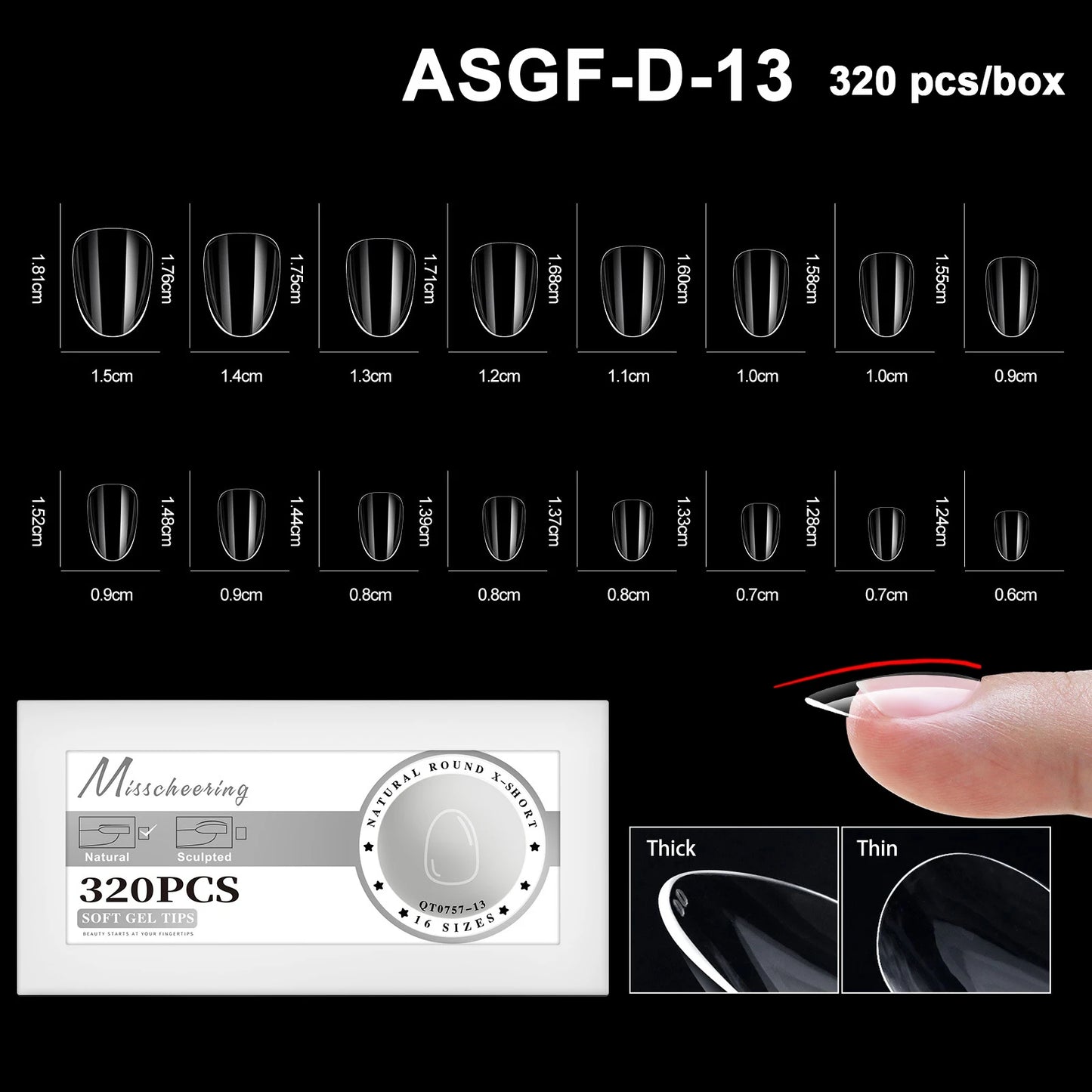 16 Sizes Soft Gel Nail Tips - Curved Full Cover French Almond & Coffin Shapes ? Press-On Fake Nail Extensions for DIY Manicure