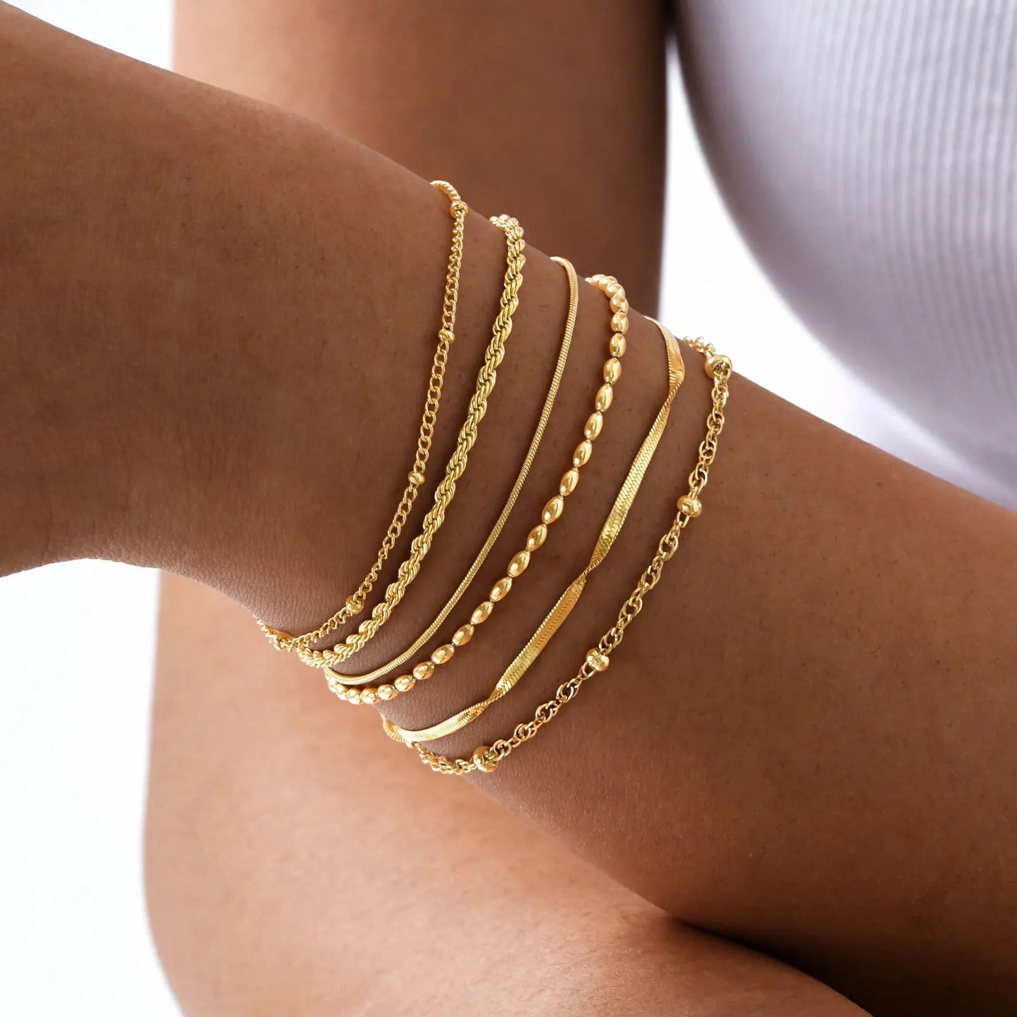 18K Gold Plated Stainless Steel Thin Link Bracelet - Waterproof & Tarnish-Resistant Women's Wrist Chain Jewelry