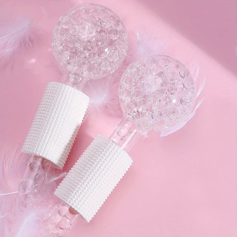 2pcs Ice Globes for Facials - Cooling LCE Glass Massage Balls for Face & Eyes - Puffiness, Tightening, Anti-Aging Skincare Tools