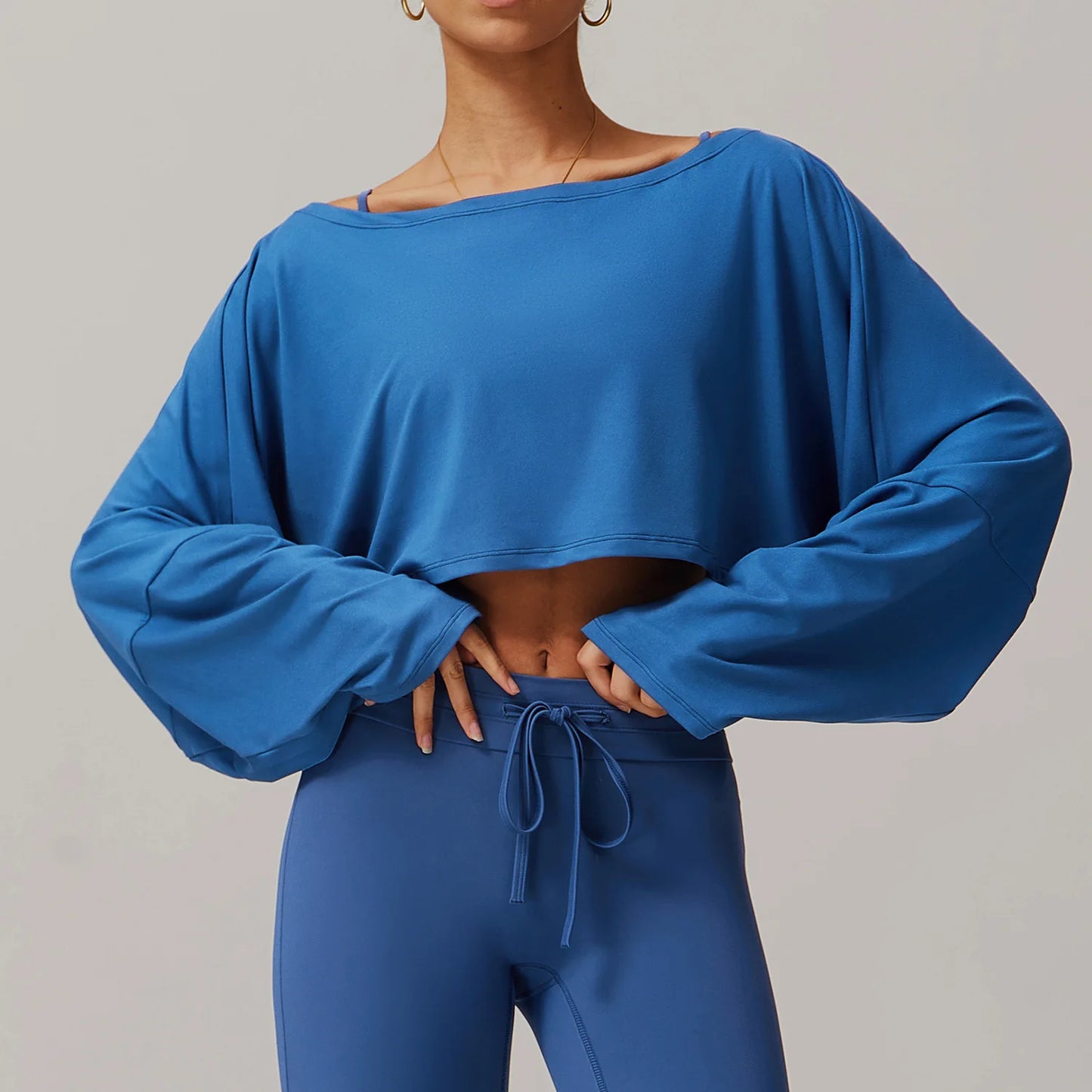 Sports Long Sleeve Loose Top Women's One Shoulder Long Sleeve Yoga Top