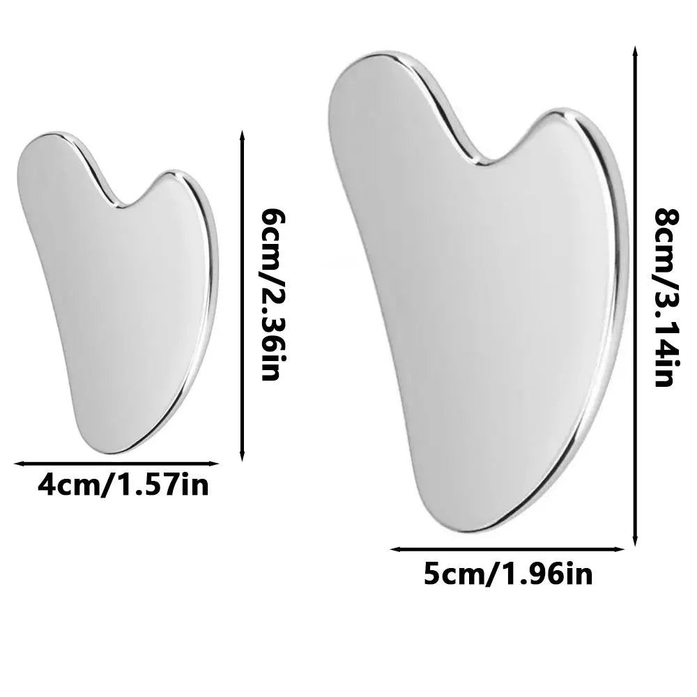 Stainless Steel Gua Sha Facial Tool - Silver Beauty Board for Skin Lifting, Sculpting & Massage / Natural Skincare Massage Tool