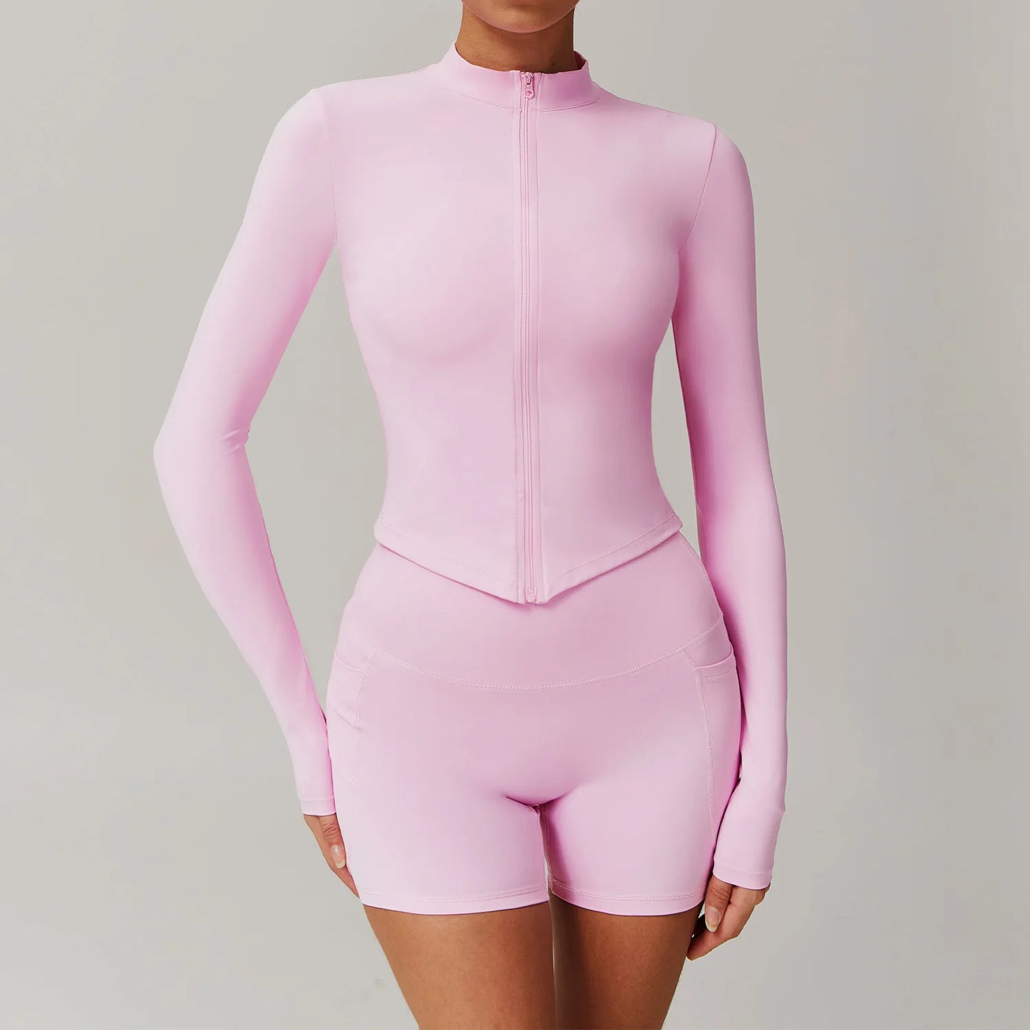 2 Pieces Yoga Set Fitness Jacket Long Sleeve High Waist Leggings Sports Suit