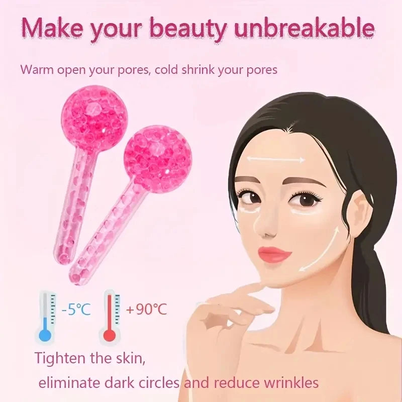 2pcs Ice Globes for Facials - Cooling LCE Glass Massage Balls for Face & Eyes - Puffiness, Tightening, Anti-Aging Skincare Tools