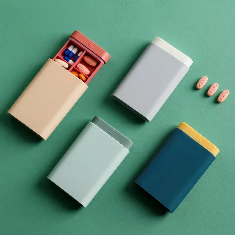 Mini Travel Pill Organizer - 7-Day, 6-Grid Vitamin Case for Medicine, Tablets, and Fish Oil - Small Portable Pill Box Container