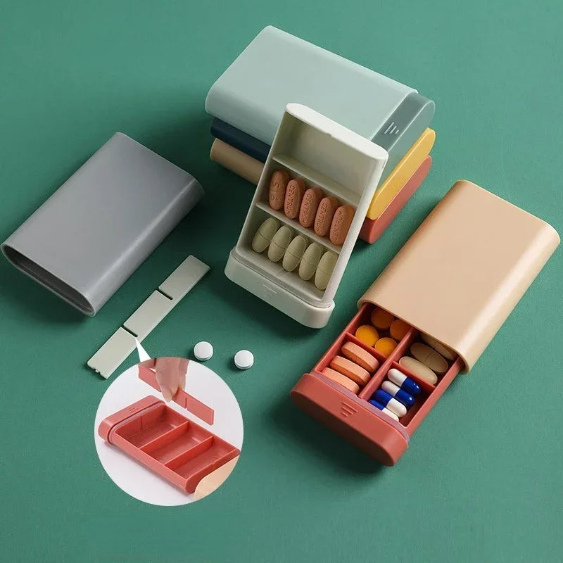 Mini Travel Pill Organizer - 7-Day, 6-Grid Vitamin Case for Medicine, Tablets, and Fish Oil - Small Portable Pill Box Container