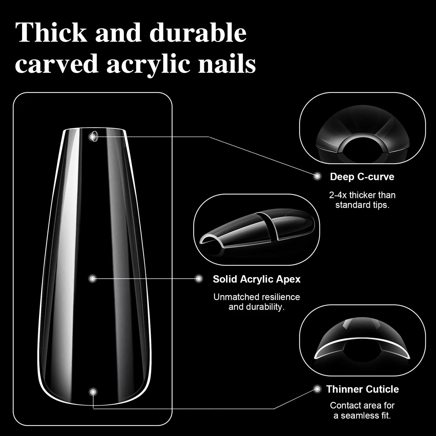 16 Sizes Soft Gel Nail Tips - Curved Full Cover French Almond & Coffin Shapes ? Press-On Fake Nail Extensions for DIY Manicure