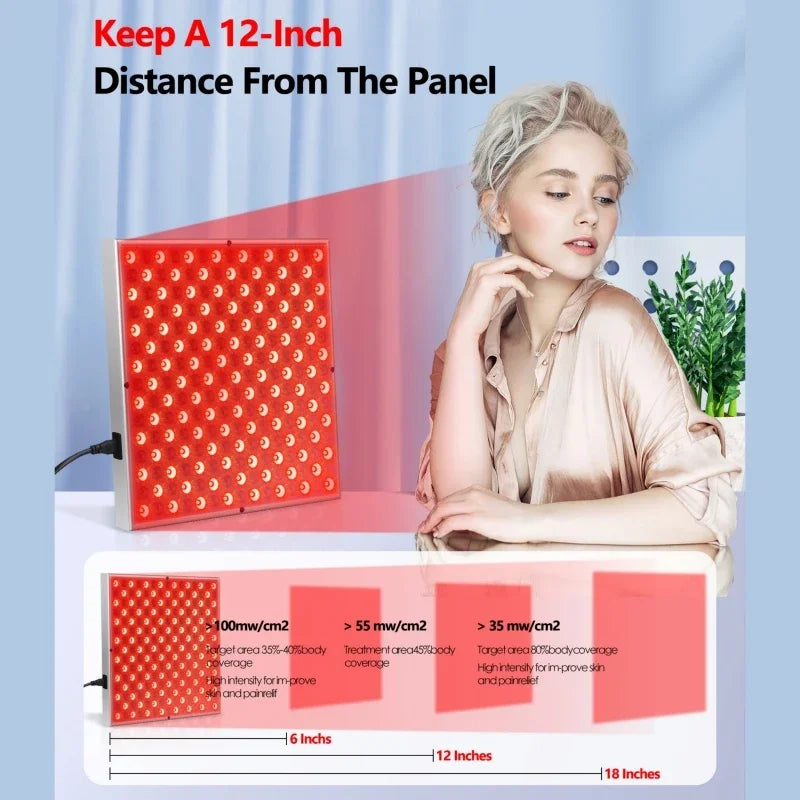 45W Red Light Therapy Panel - 225 LED Infrared Lamp for Anti-Aging Skin Care & Body Pain Relief