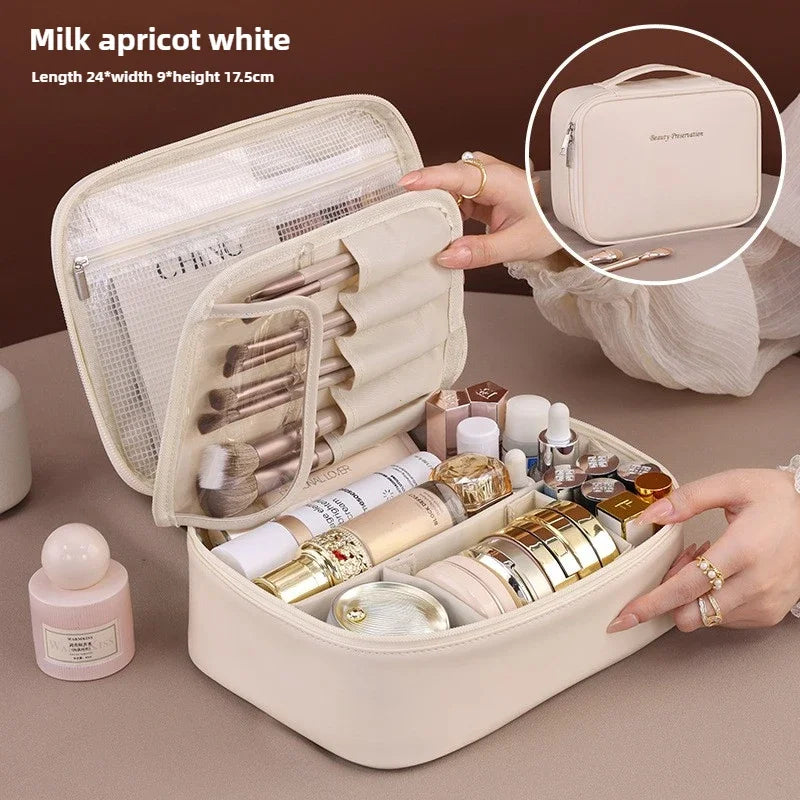 Women's Luxury Makeup Bag - Large Capacity Travel Cosmetic Organizer, Portable Toiletry Storage for Beauty Essentials