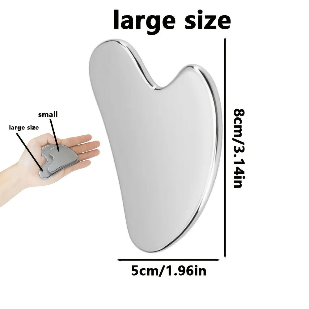 Stainless Steel Gua Sha Facial Tool - Silver Beauty Board for Skin Lifting, Sculpting & Massage / Natural Skincare Massage Tool