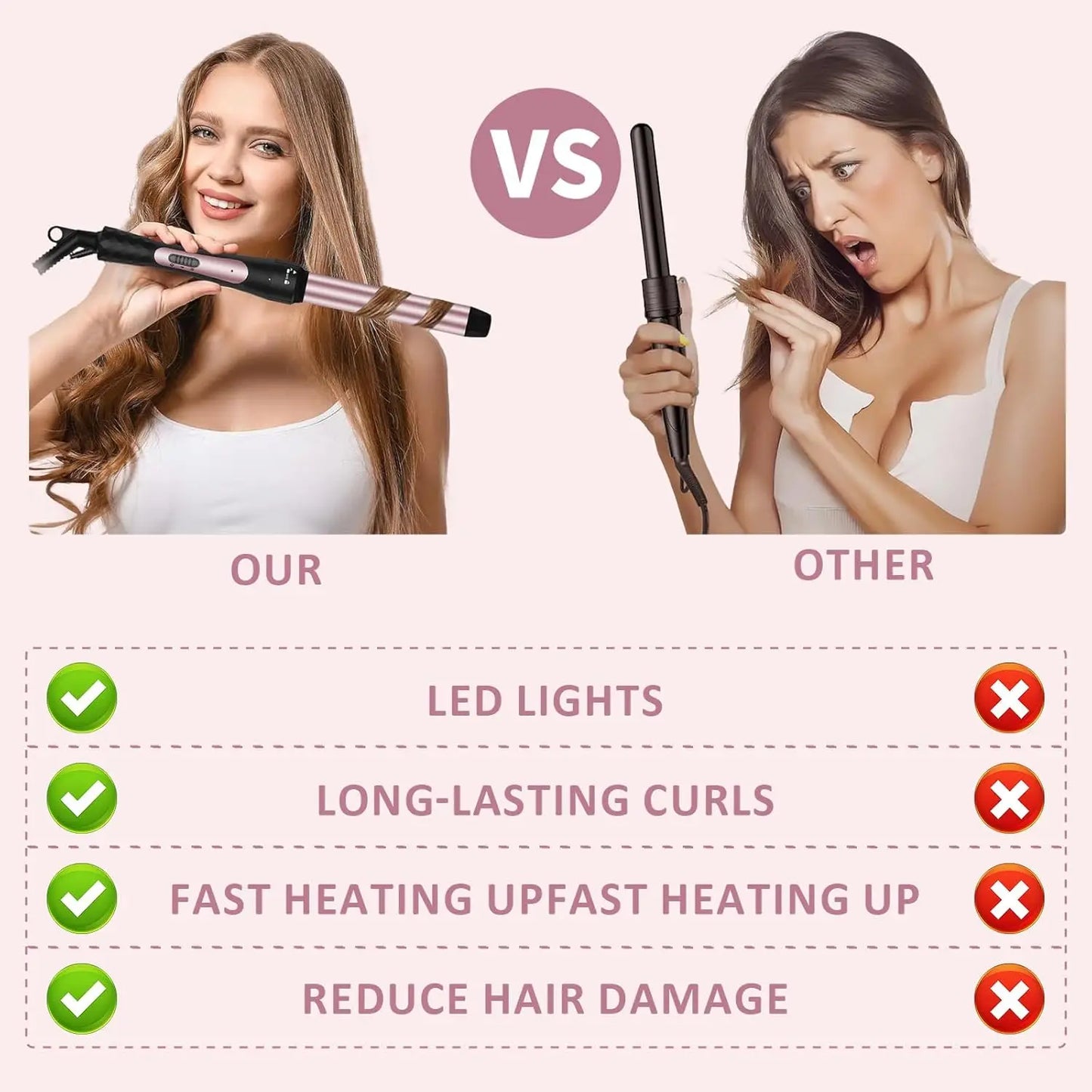 10 Piece Styling System 1.5" Heated Round Thermal Curling Styler with Detachable Heads for Smooth Blowouts & Voluminous Curls