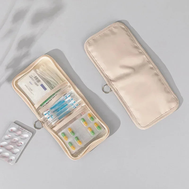 Mini Medical Pouch - Portable Foldable First Aid Kit Bag with Large Zip Opening, Outdoor Travel Emergency Storage Essential