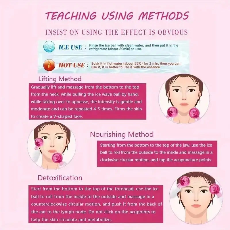 2pcs Ice Globes for Facials - Cooling LCE Glass Massage Balls for Face & Eyes - Puffiness, Tightening, Anti-Aging Skincare Tools