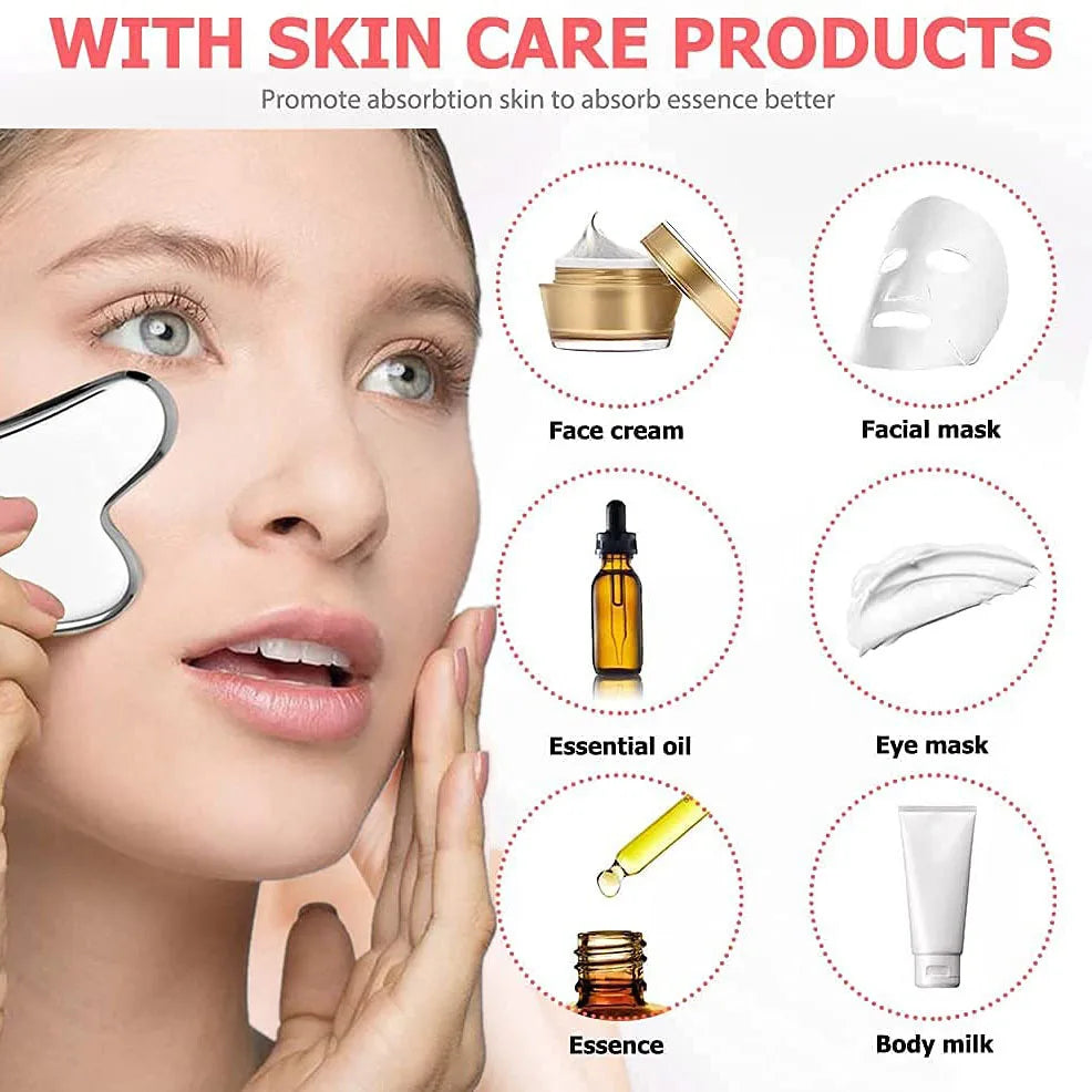 Ice Face Roller Skincare Set - Stainless Steel Facial Roller, Gua Sha Tool & Ice Mold Cube for Puffiness, Lifting, and Glow