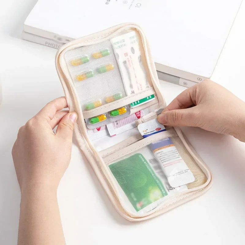 Mini Medical Pouch - Portable Foldable First Aid Kit Bag with Large Zip Opening, Outdoor Travel Emergency Storage Essential