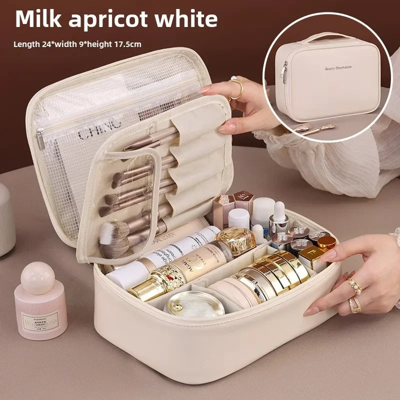 Women's Luxury Makeup Bag - Large Capacity Travel Cosmetic Organizer, Portable Toiletry Storage for Beauty Essentials