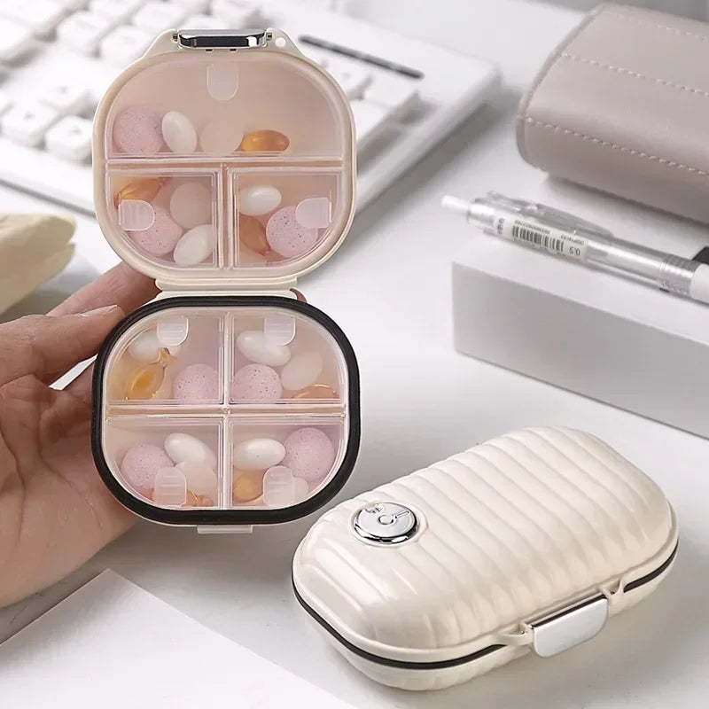 Mini Pill Box Organizer - 7-Compartment Travel Medicine Case for Vitamins, Supplements & Medication