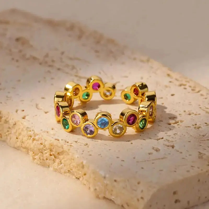 Pink-Gold Tone Rings for Women - Waterproof Stainless Steel Aesthetic Wedding Costume Jewelry