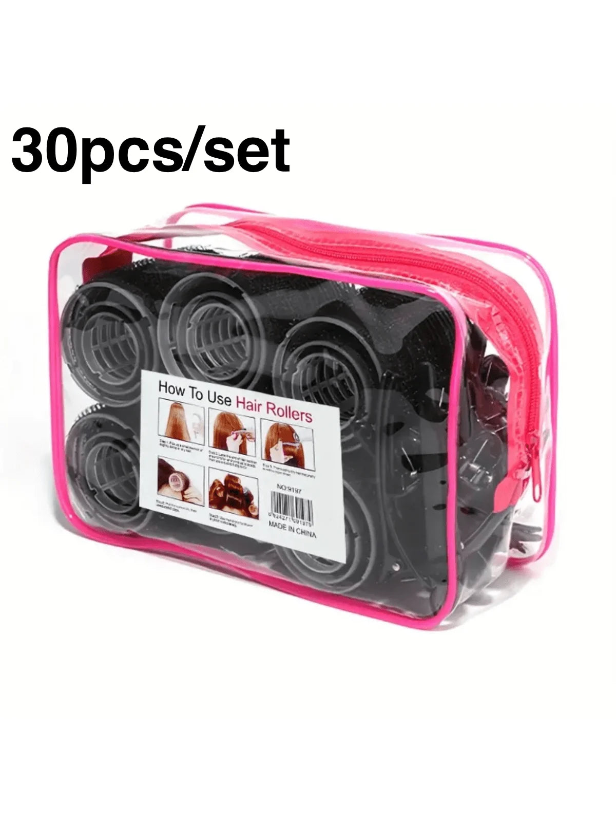 30 pcs Self Grip Heatless Hair Curlers Set - DIY Hair Styling Rollers for Voluminous Curls / No Heat Required