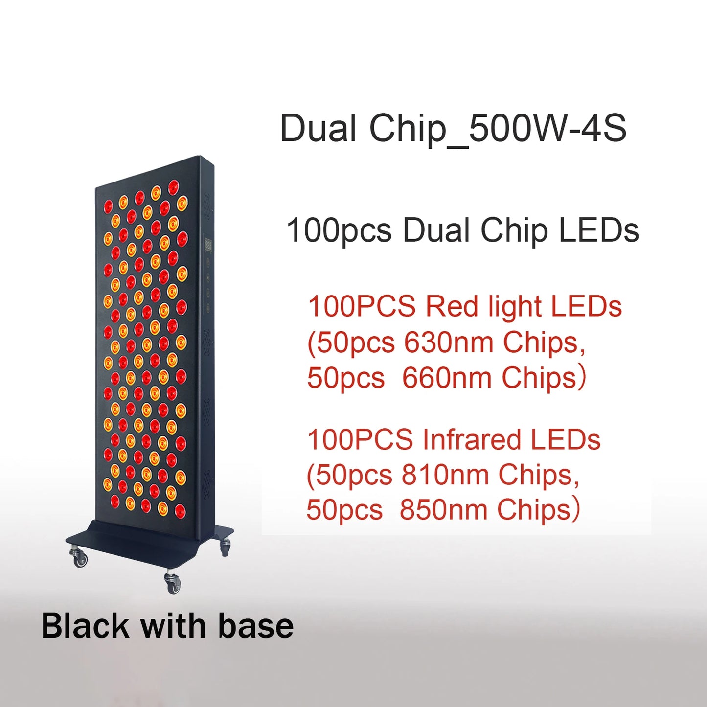 Dual Chip Red Light Therapy Panel - 630nm, 660nm, 810nm 850nm Infrared LED for Face & Body Rejuvenation