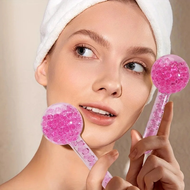 2pcs Ice Globes for Facials - Cooling LCE Glass Massage Balls for Face & Eyes - Puffiness, Tightening, Anti-Aging Skincare Tools