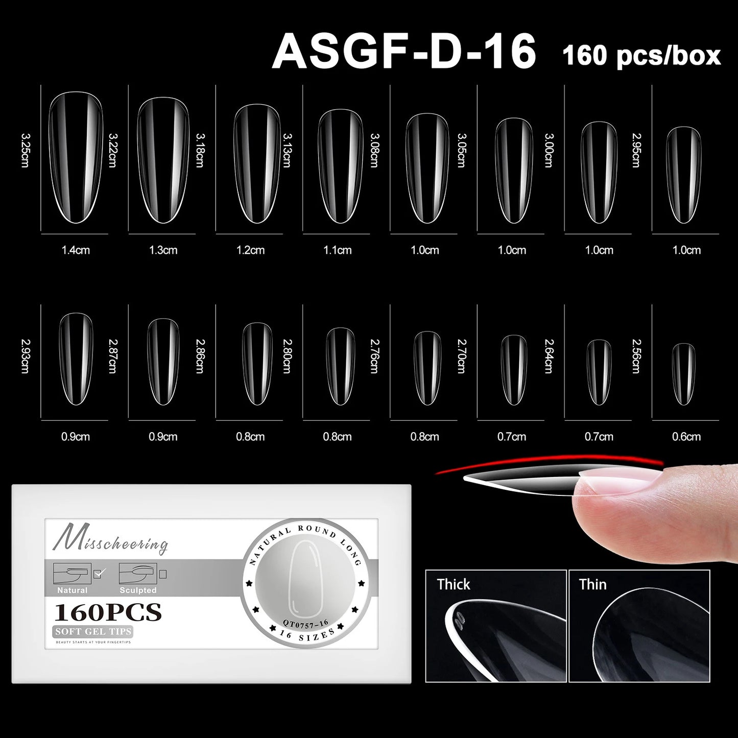 16 Sizes Soft Gel Nail Tips - Curved Full Cover French Almond & Coffin Shapes ? Press-On Fake Nail Extensions for DIY Manicure