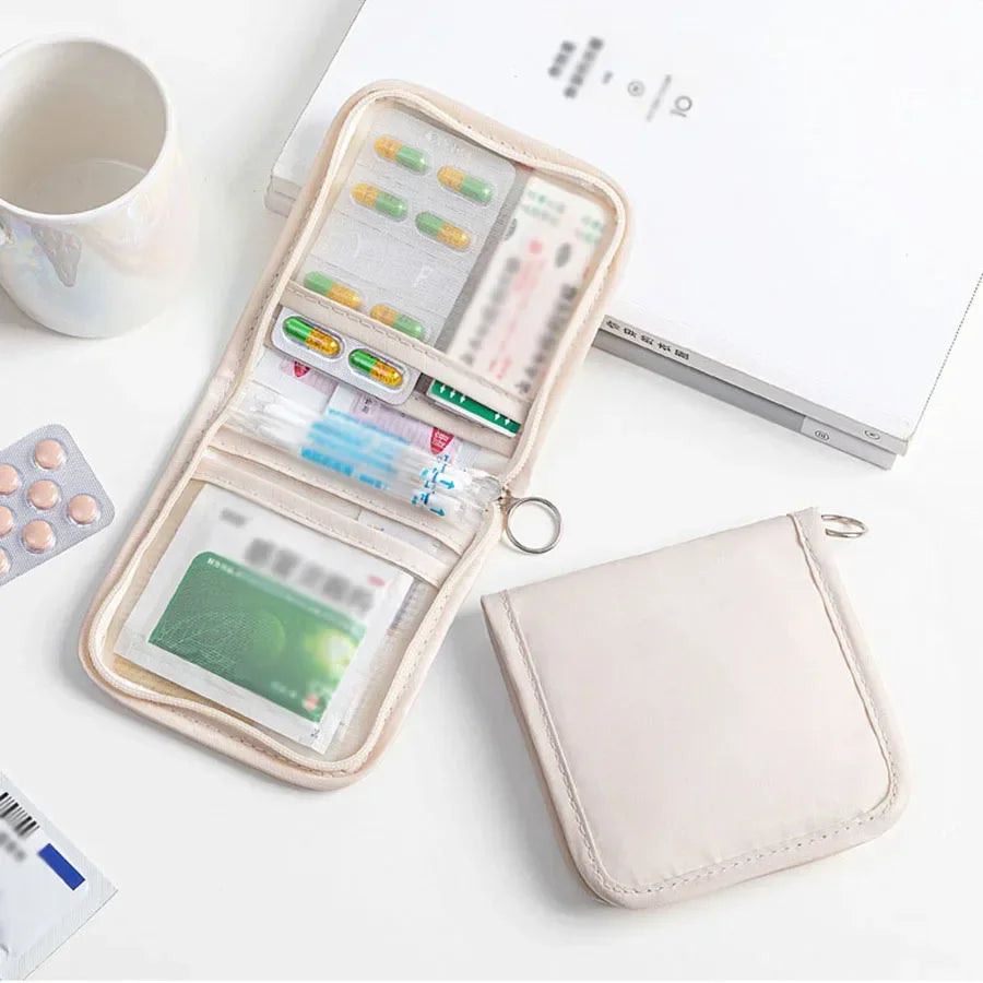 Mini Medical Pouch - Portable Foldable First Aid Kit Bag with Large Zip Opening, Outdoor Travel Emergency Storage Essential