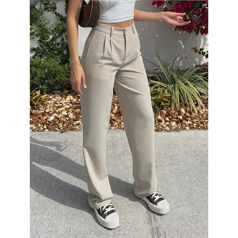 Simple & Elegant Solid Color Pocket Pants for Women