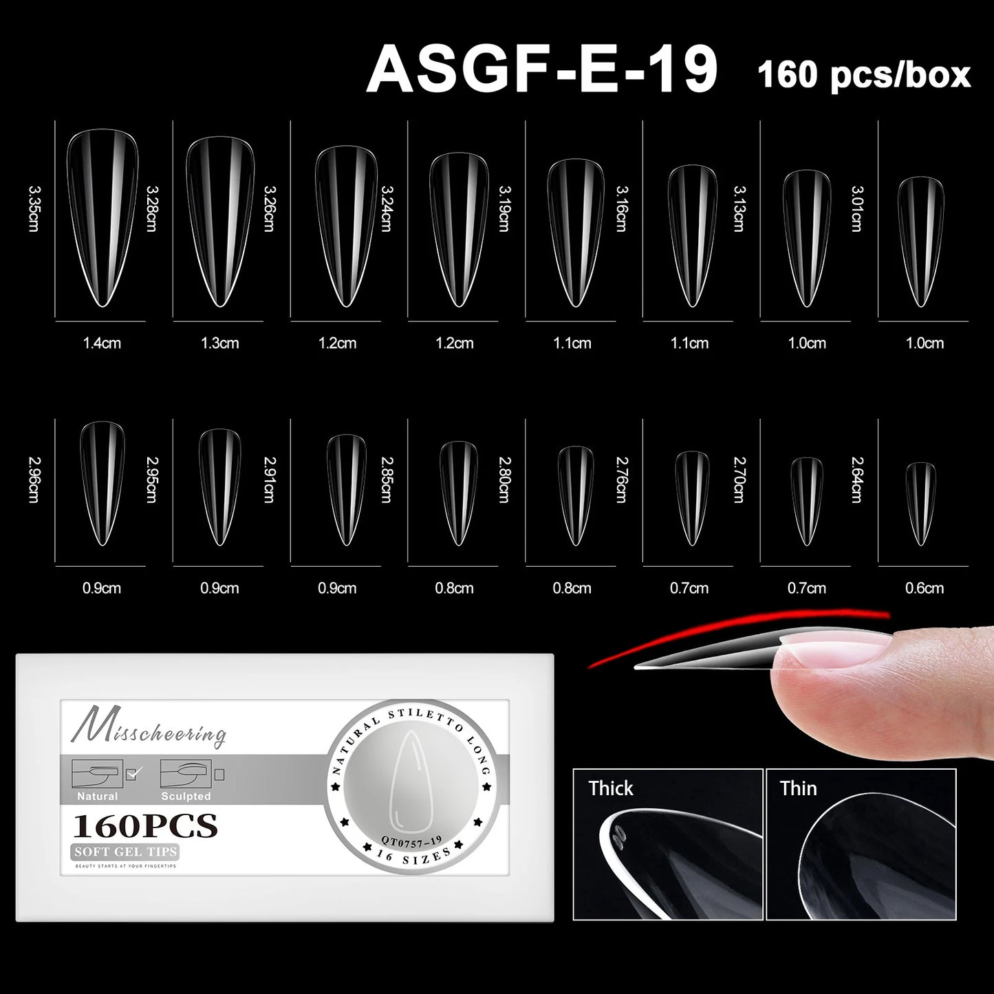 16 Sizes Soft Gel Nail Tips - Curved Full Cover French Almond & Coffin Shapes ? Press-On Fake Nail Extensions for DIY Manicure