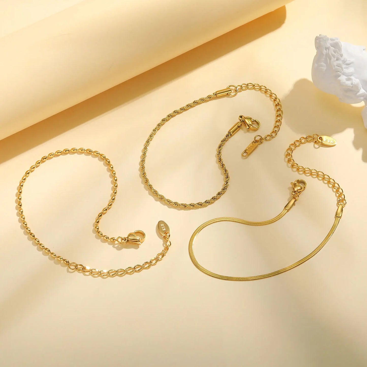 18K Gold Plated Stainless Steel Thin Link Bracelet - Waterproof & Tarnish-Resistant Women's Wrist Chain Jewelry