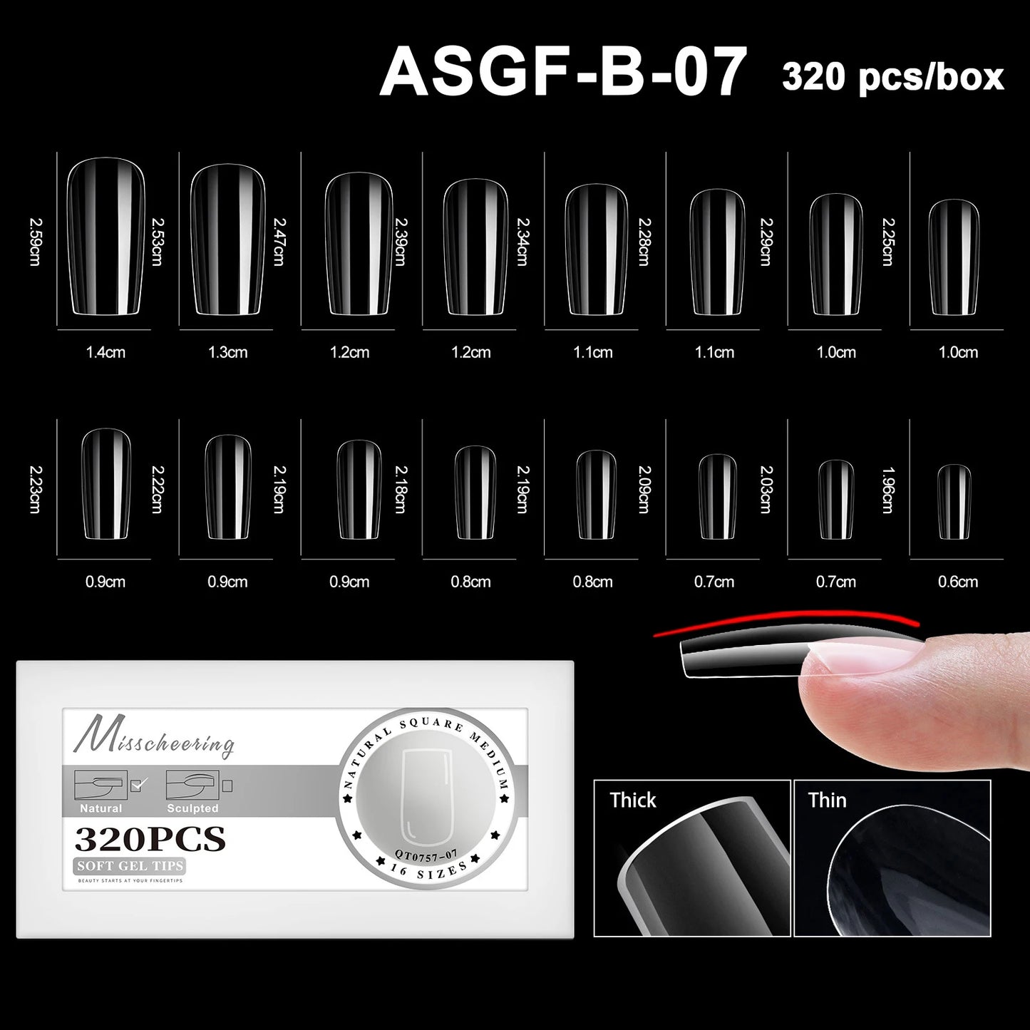 16 Sizes Soft Gel Nail Tips - Curved Full Cover French Almond & Coffin Shapes ? Press-On Fake Nail Extensions for DIY Manicure