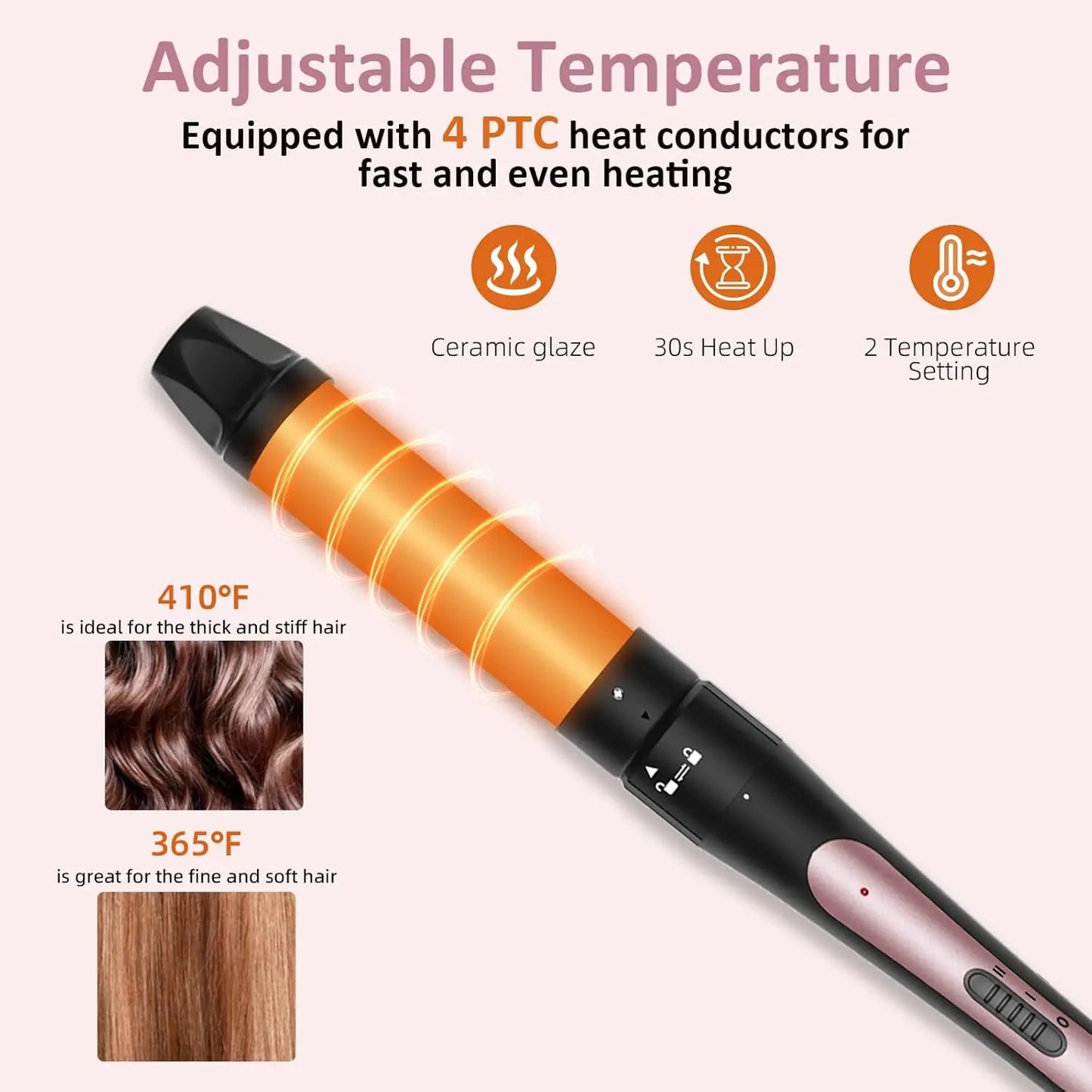 10 Piece Styling System 1.5" Heated Round Thermal Curling Styler with Detachable Heads for Smooth Blowouts & Voluminous Curls