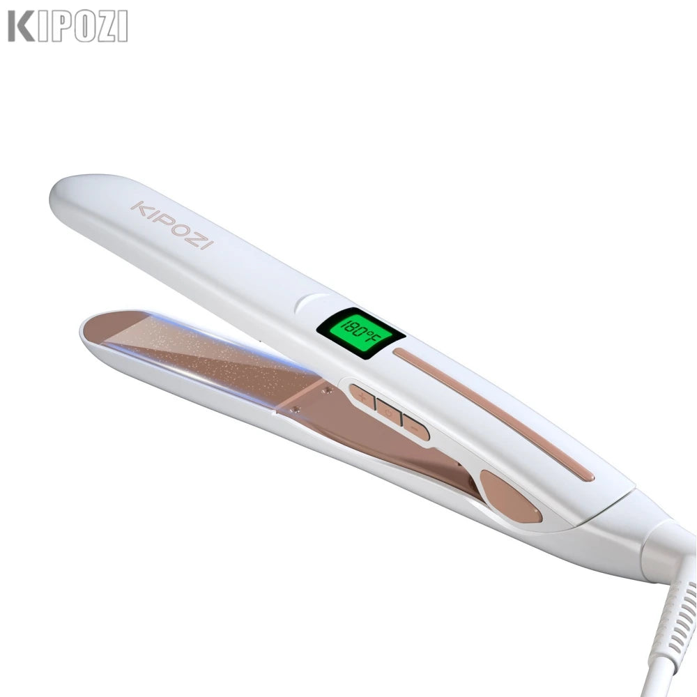Professional Titanium Flat Iron Hair Straightener - Dual Voltage with Digital LCD Display, High- Heat Titanium Plates for Salon & Home Use
