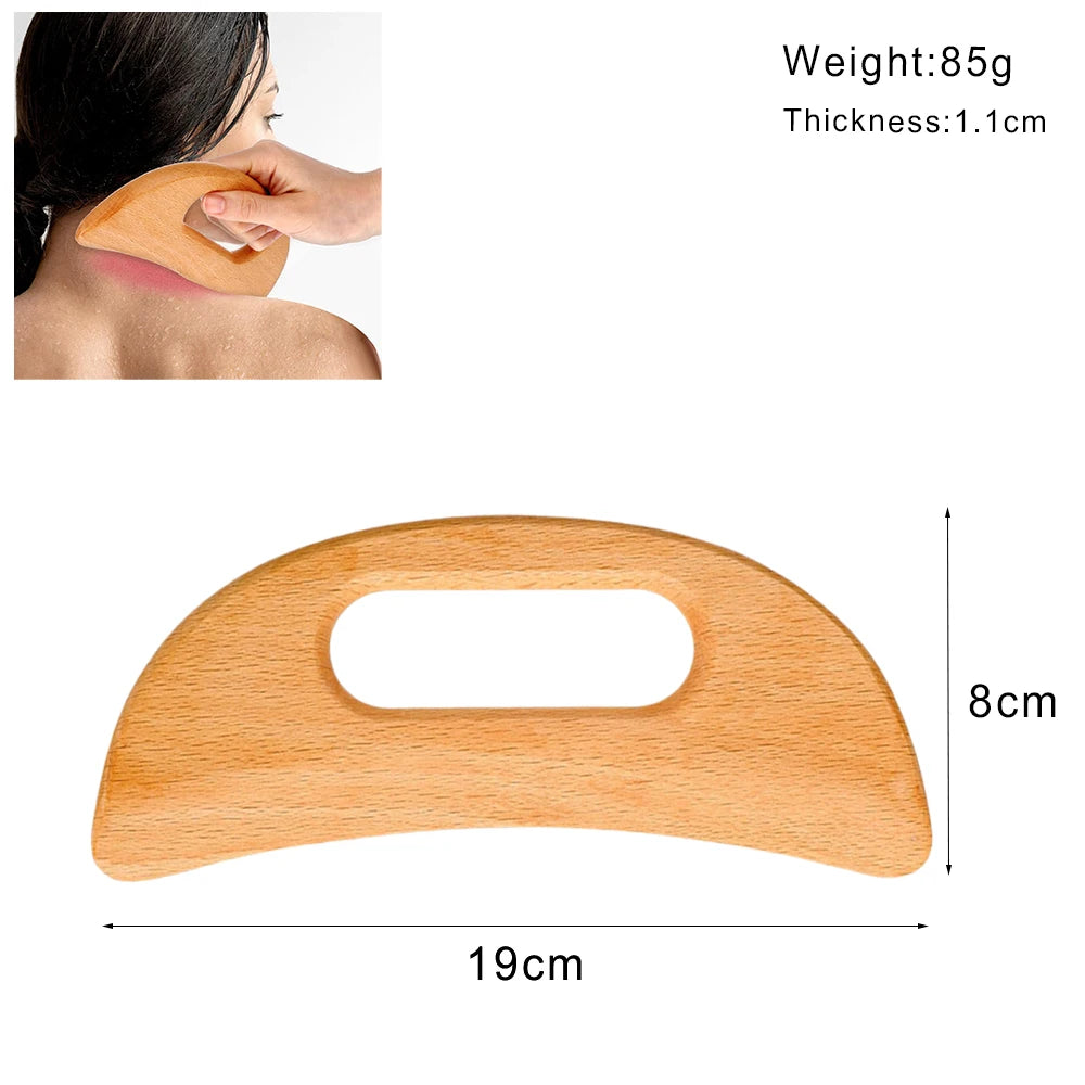 Wood Therapy Massage Tools Set - Wooden Gua Sha Board, Scraper & Massage Roller for Cellulite, Lymphatic Drainage & Muscle Relief