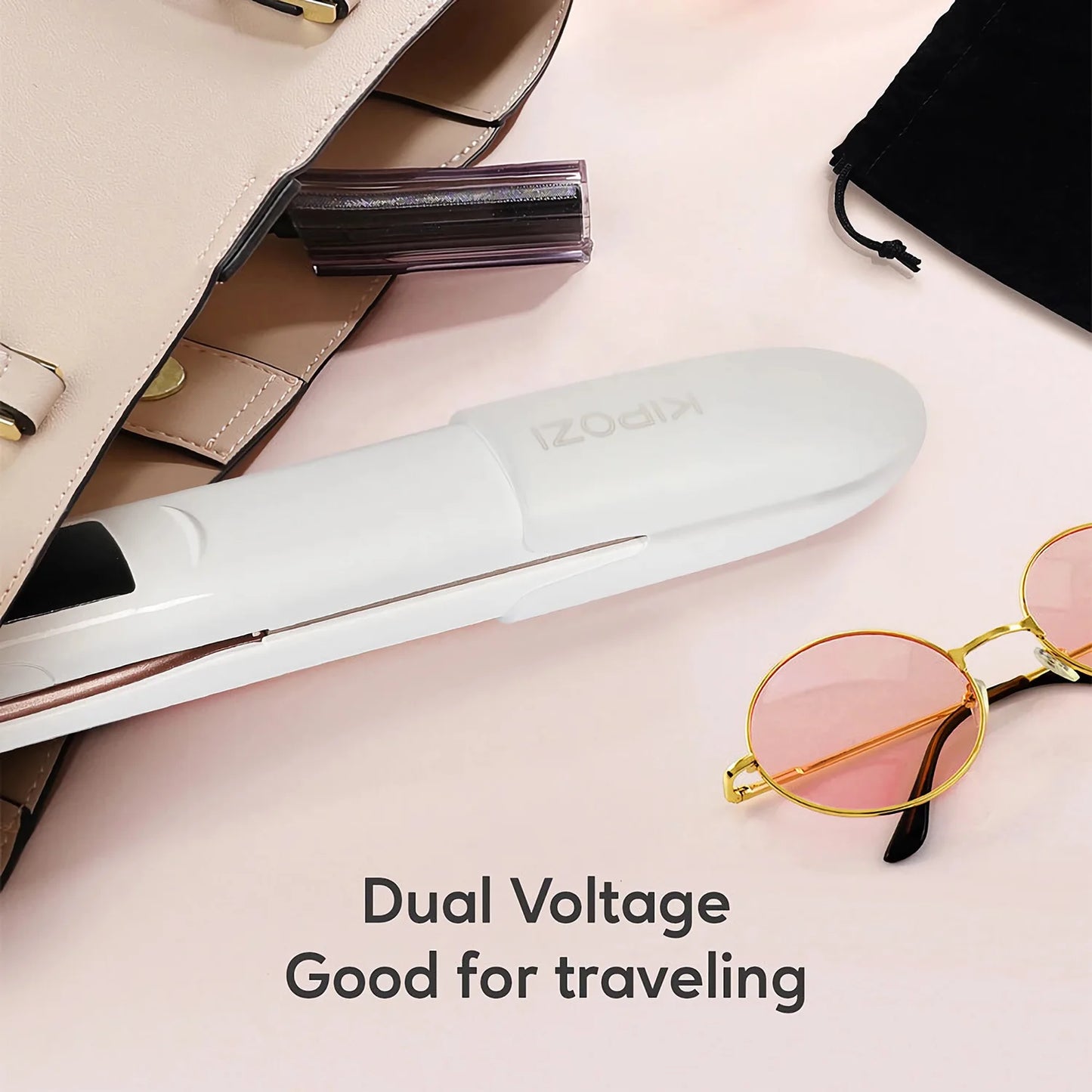 Professional Titanium Flat Iron Hair Straightener - Dual Voltage with Digital LCD Display, High- Heat Titanium Plates for Salon & Home Use