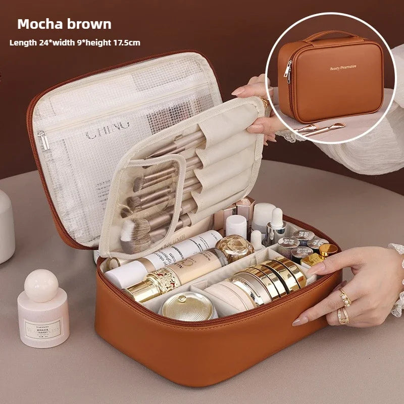 Women's Luxury Makeup Bag - Large Capacity Travel Cosmetic Organizer, Portable Toiletry Storage for Beauty Essentials