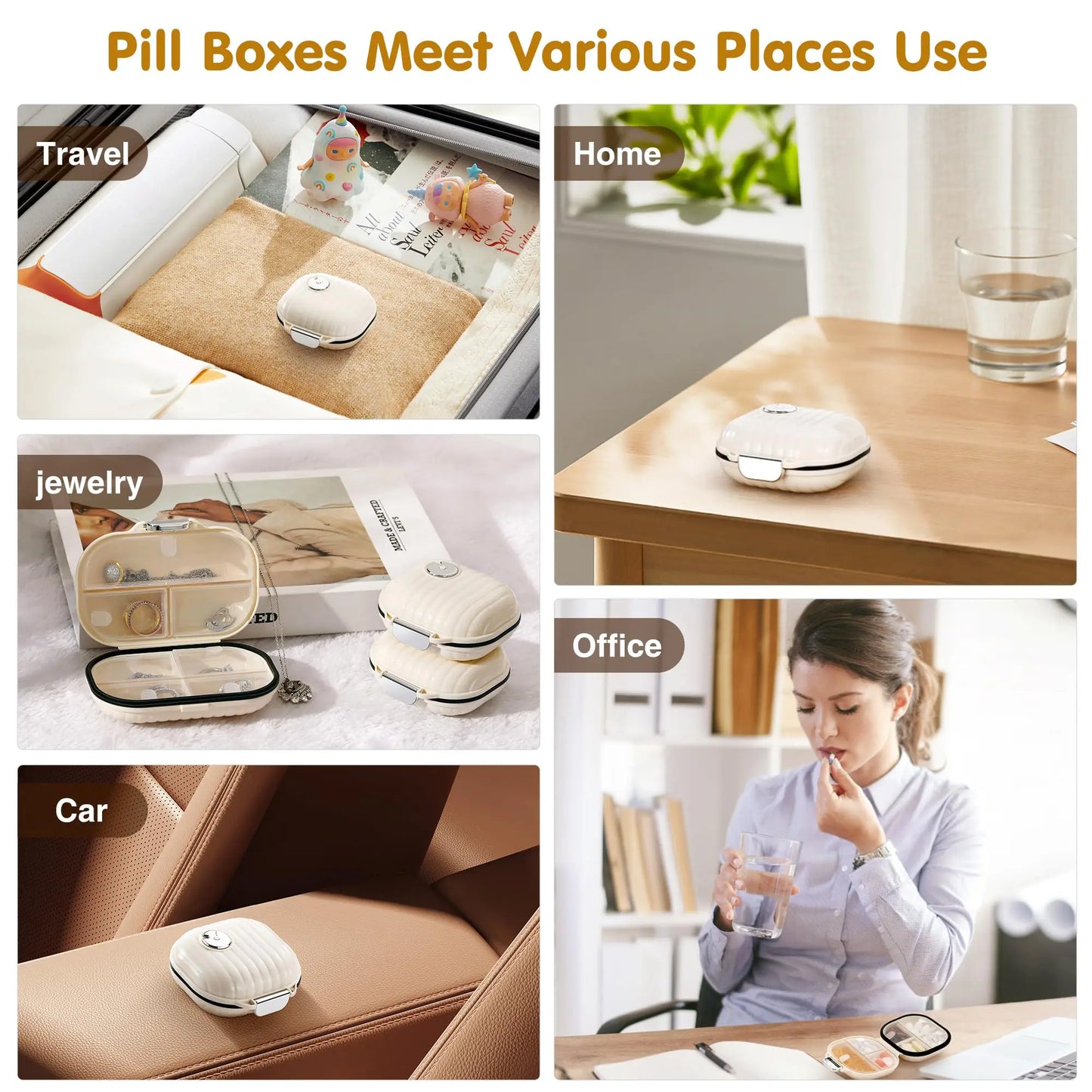 Portable 7-Day Pill Box - Moisture-Proof Daily Vitamin & Medicine Organizer, Travel Essential Small Pill Case