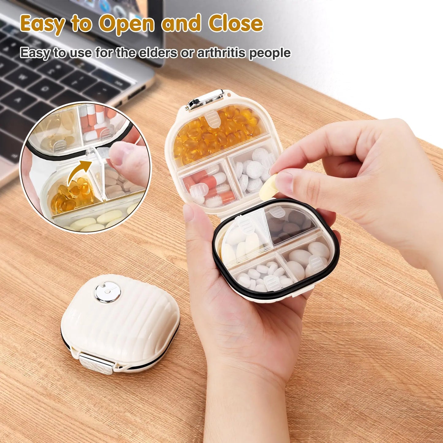 Portable 7-Day Pill Box - Moisture-Proof Daily Vitamin & Medicine Organizer, Travel Essential Small Pill Case
