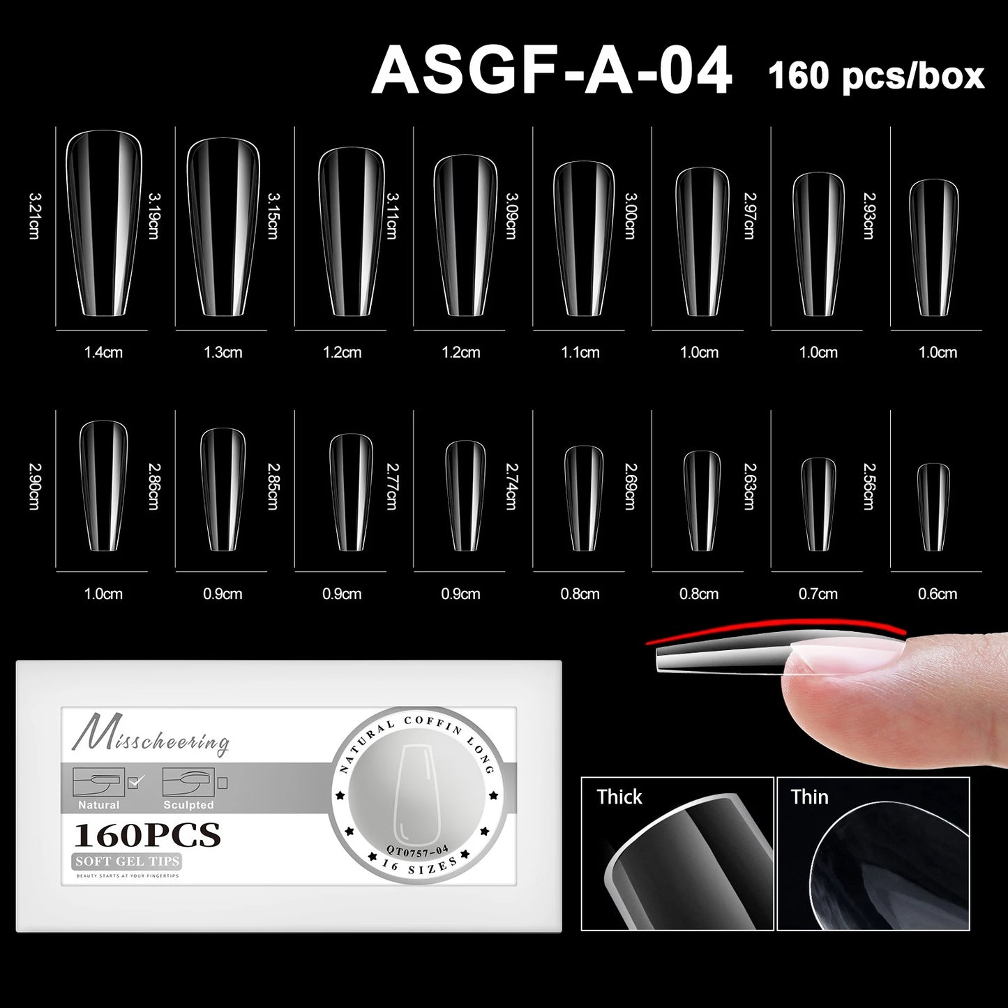 16 Sizes Soft Gel Nail Tips - Curved Full Cover French Almond & Coffin Shapes ? Press-On Fake Nail Extensions for DIY Manicure